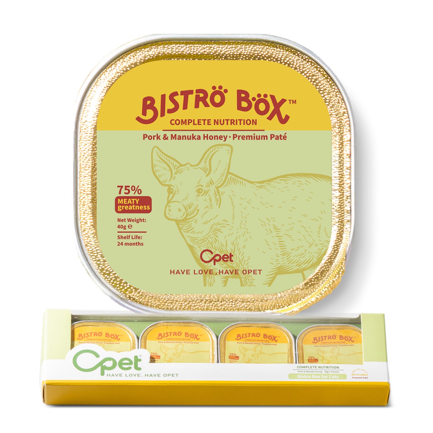 OPET Premium Pate & Smooth Mousse Bistro Box for Cats 40g*4