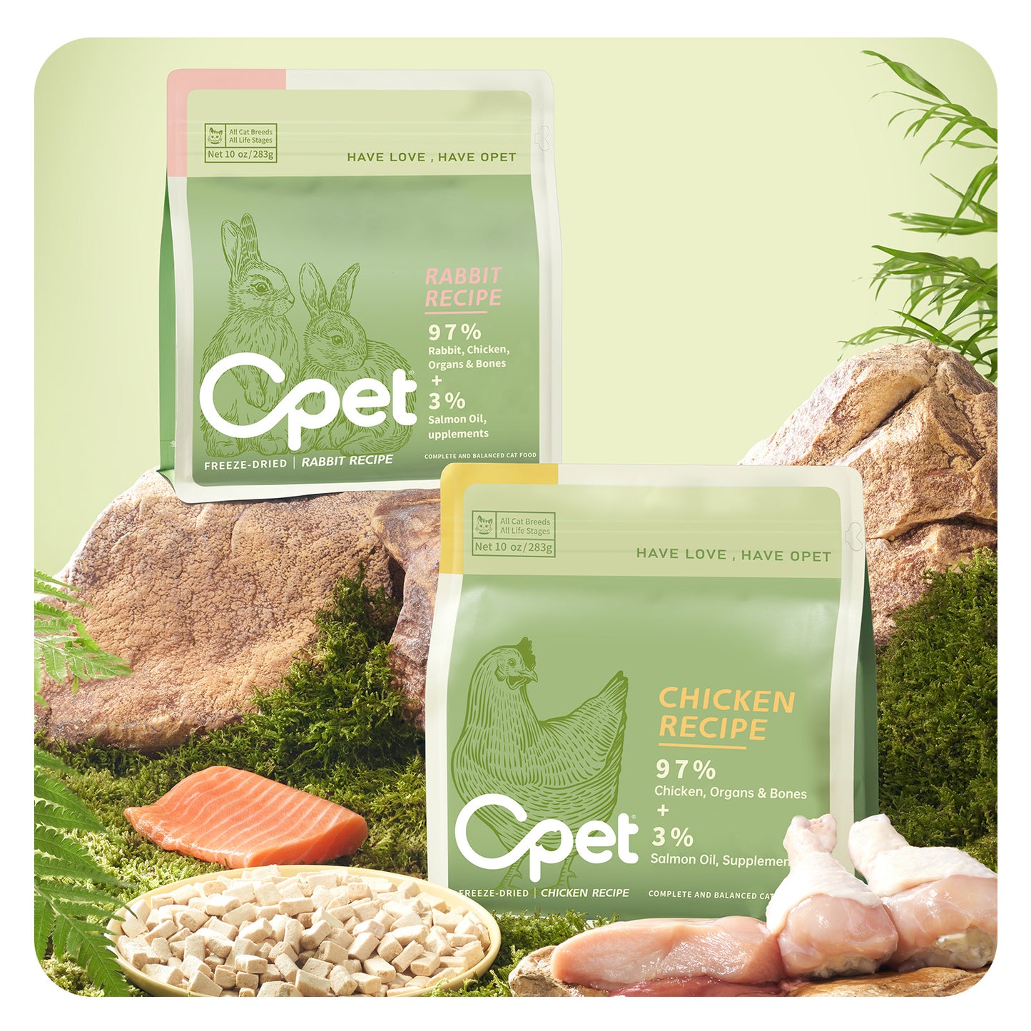 OPET Freeze Dried Pet Food for Cats & Dogs, Freezed Dried Chicken and Rabbit, 283g (10 oz))