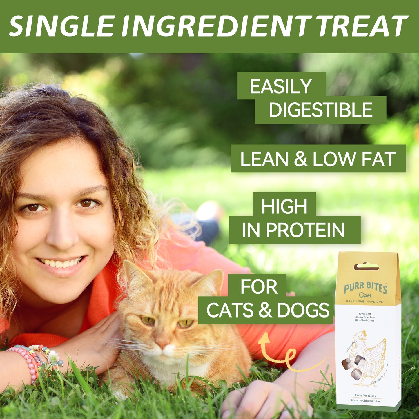 OPET Freeze Dried Pet Food, Freeze Dried Chicken Cubes, 50g