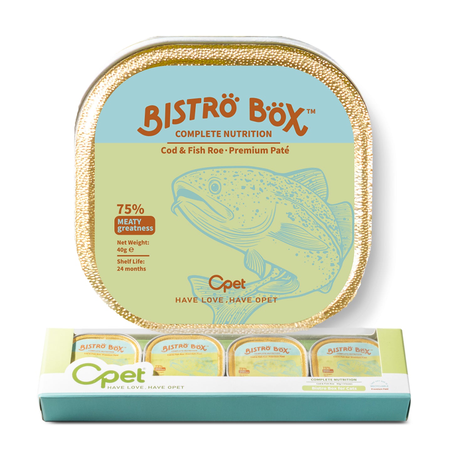 OPET Premium Pate & Smooth Mousse Bistro Box for Cats 40g*4