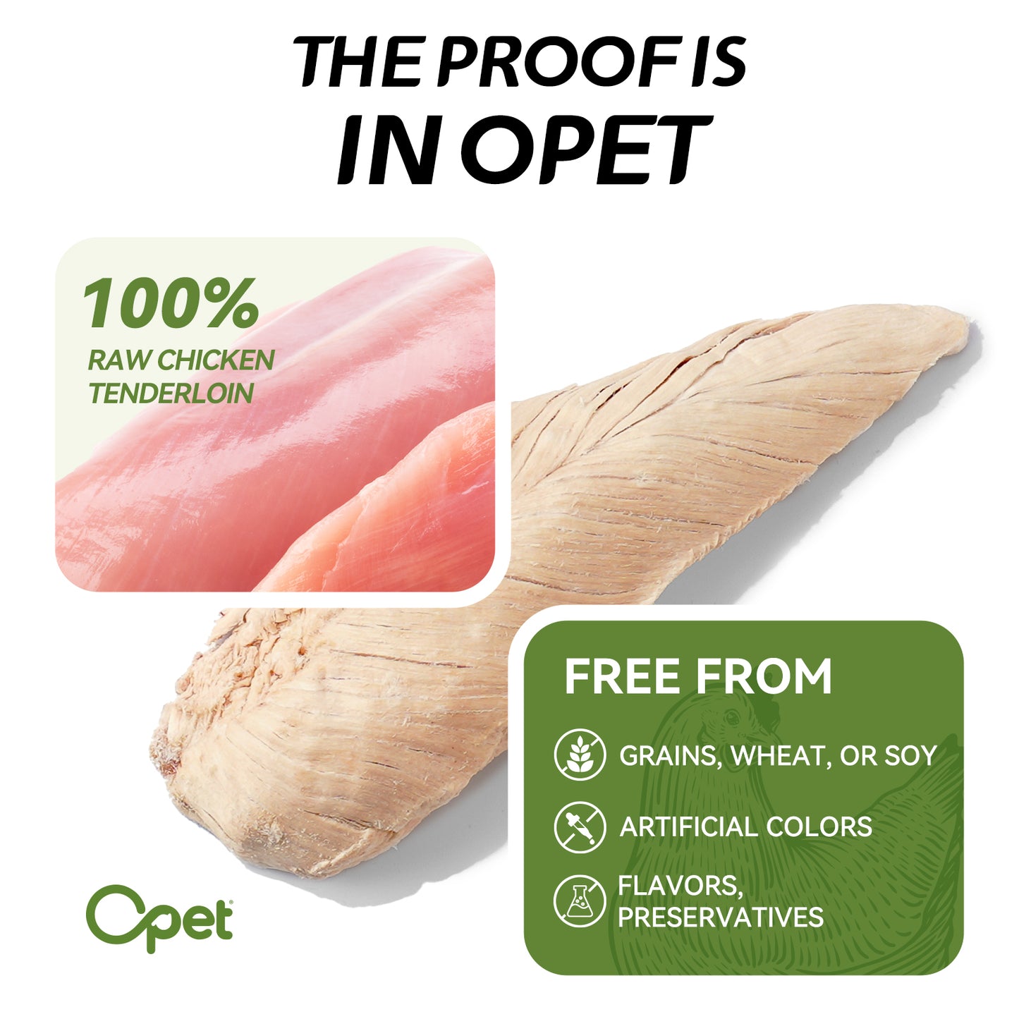 OPET Freeze Dried Pet Food, Freeze Dried Chicken Breast Whole Fillet, 40g