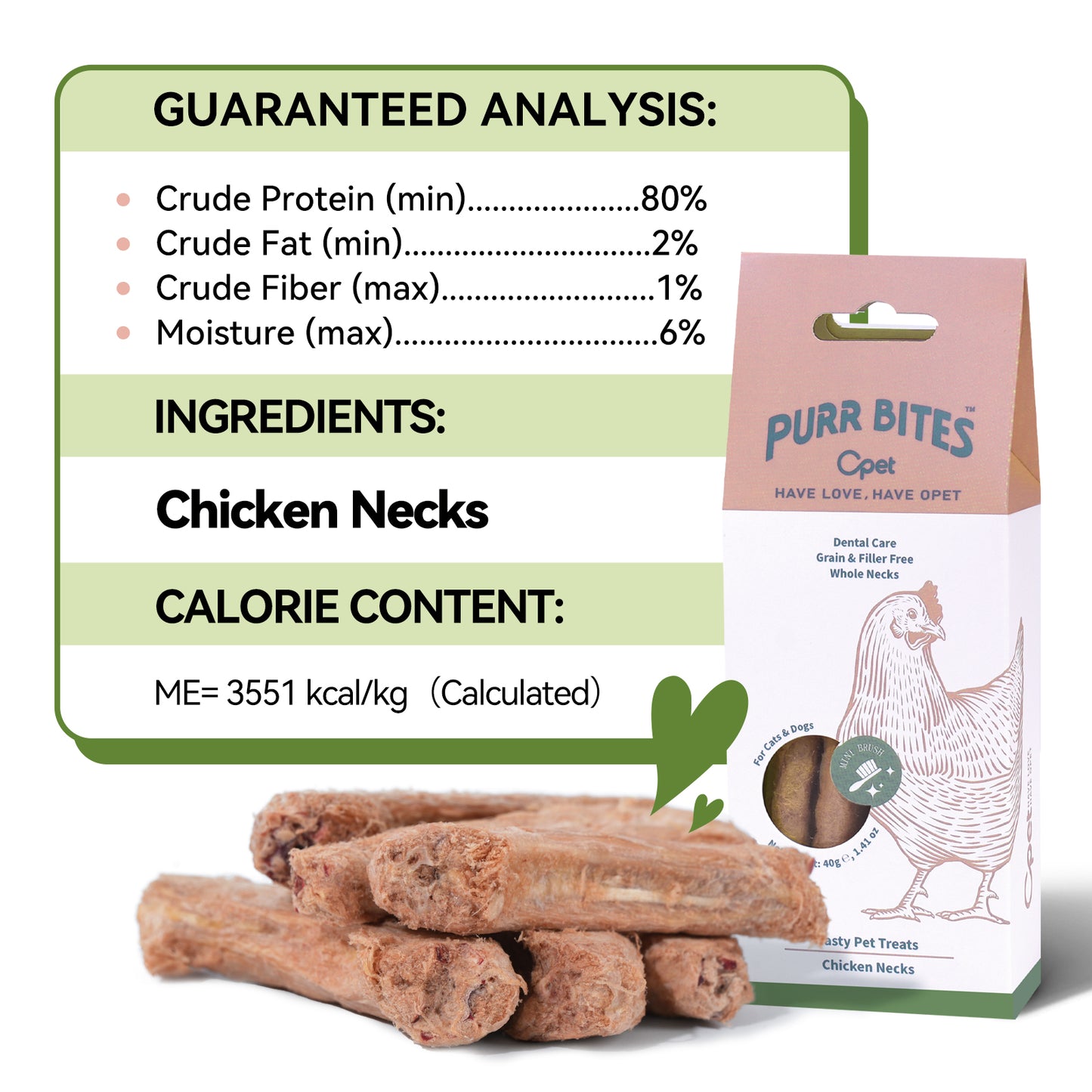 OPET Freeze Dried Pet Food, Freeze Dried Chicken Neck, 40g