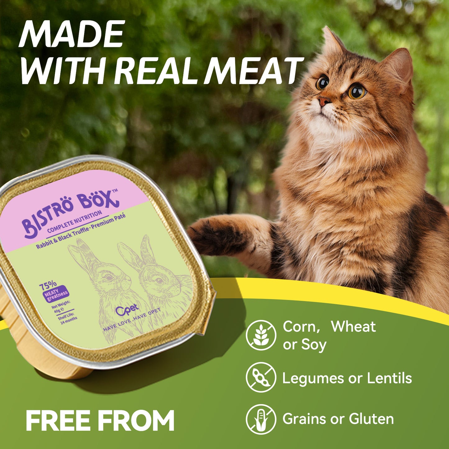 OPET Premium Pate & Smooth Mousse Bistro Box for Cats 40g*4