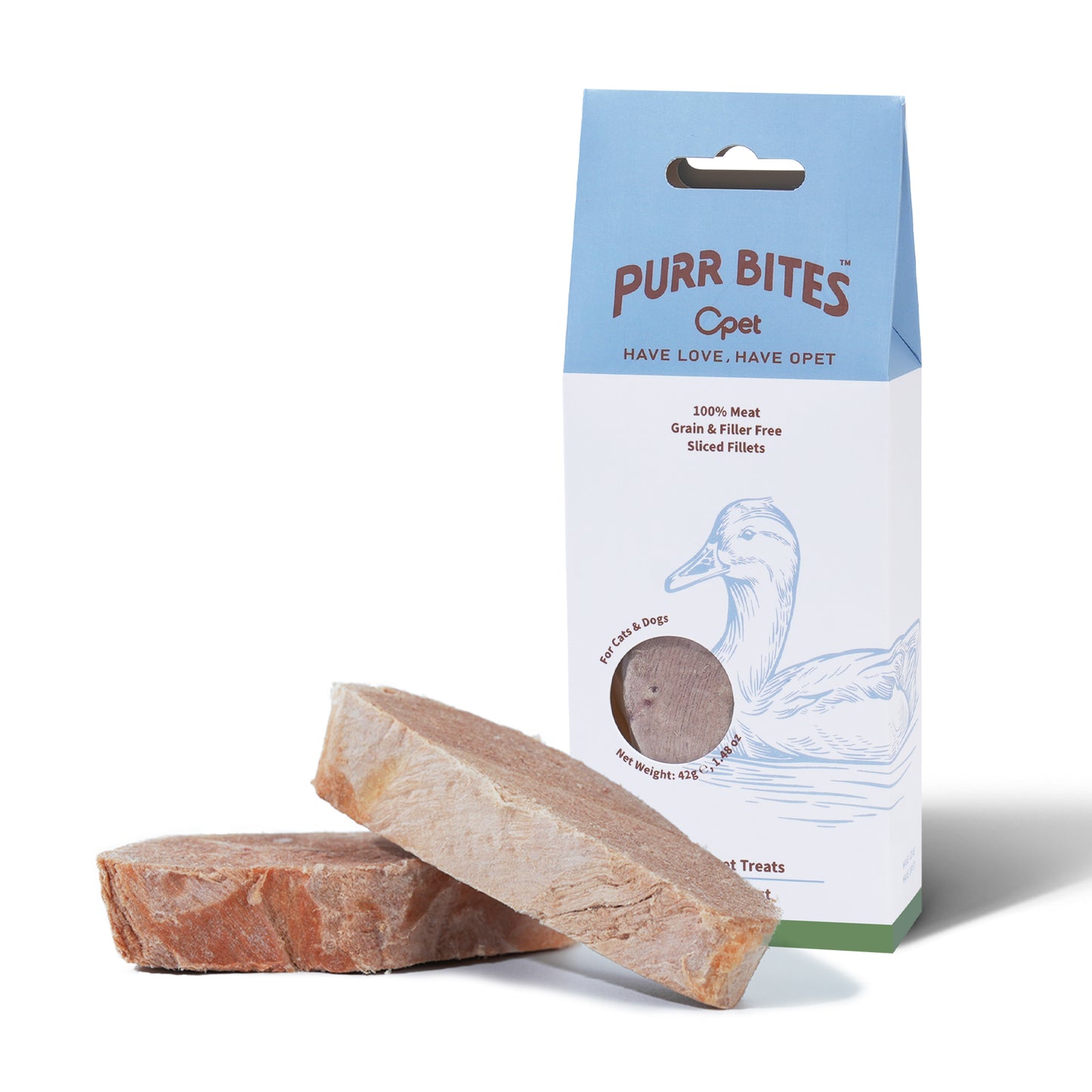 OPET Freeze Dried Pet Food, Freeze Dried Duck Sliced Fillet, 42g