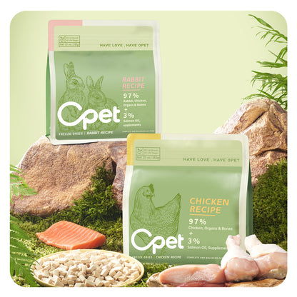 OPET Freeze Dried Pet Food for Cats & Dogs, Freezed Dried Chicken and Rabbit, 283g (10 oz))