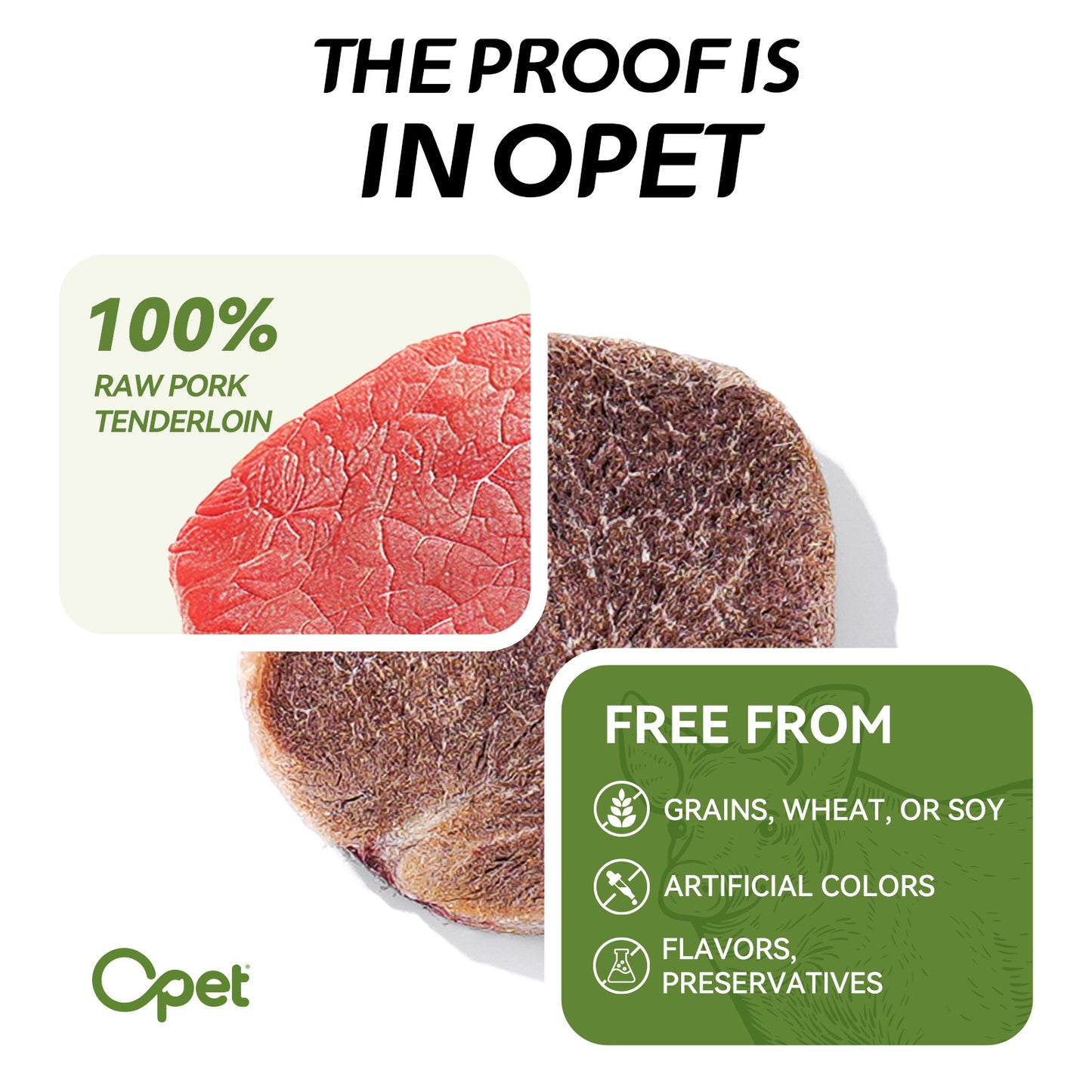 OPET Freeze Dried Pet Food, Freeze Dried Pork Sliced Fillet, 42g