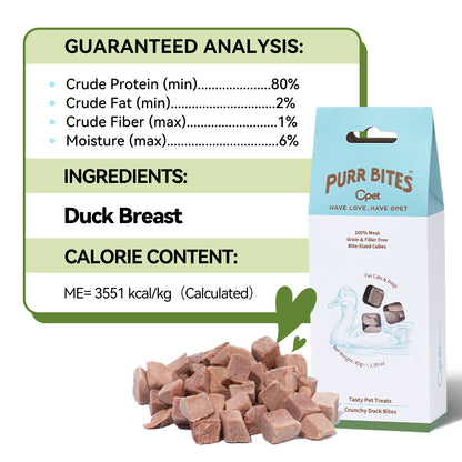 OPET Freeze Dried Pet Food, Freeze Dried Duck Cubes, 45g