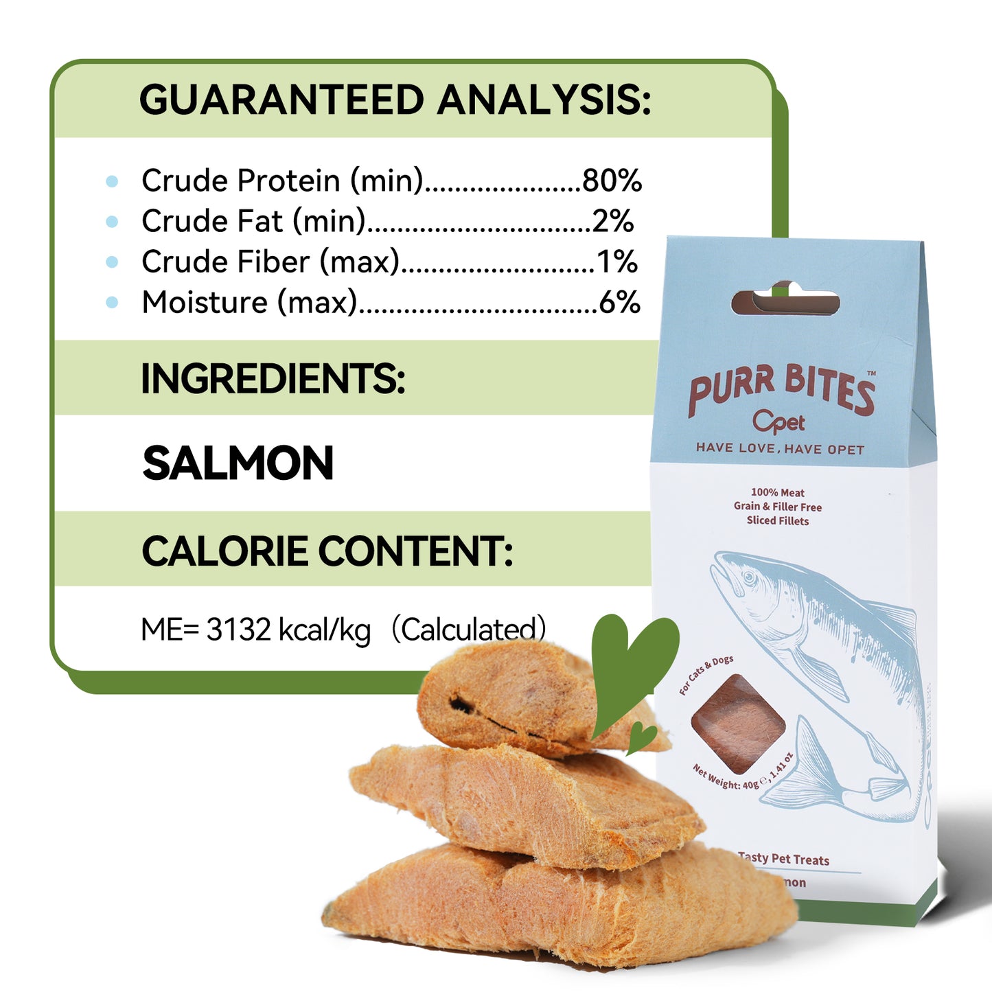 OPET Freeze Dried Pet Food, Freeze Dried Salmon, 40g