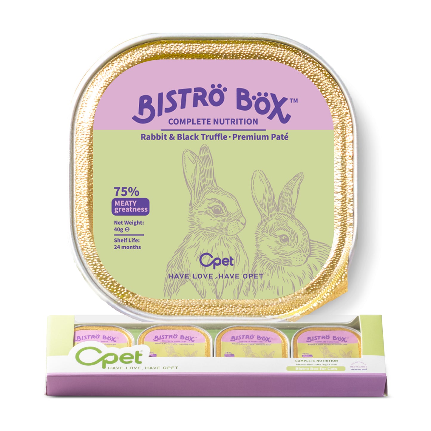 OPET Premium Pate & Smooth Mousse Bistro Box for Cats 40g*4