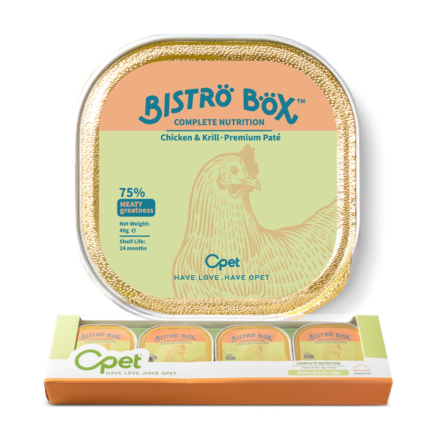OPET Premium Pate & Smooth Mousse Bistro Box for Cats 40g*4